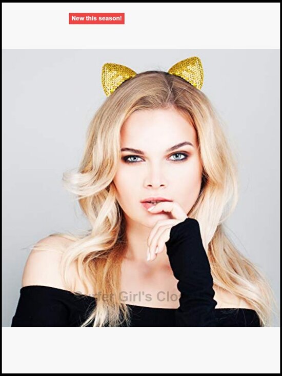 20 Pack Reversible Sequin Cat Ears Headbands, Flexible Plastic Hair Accessories